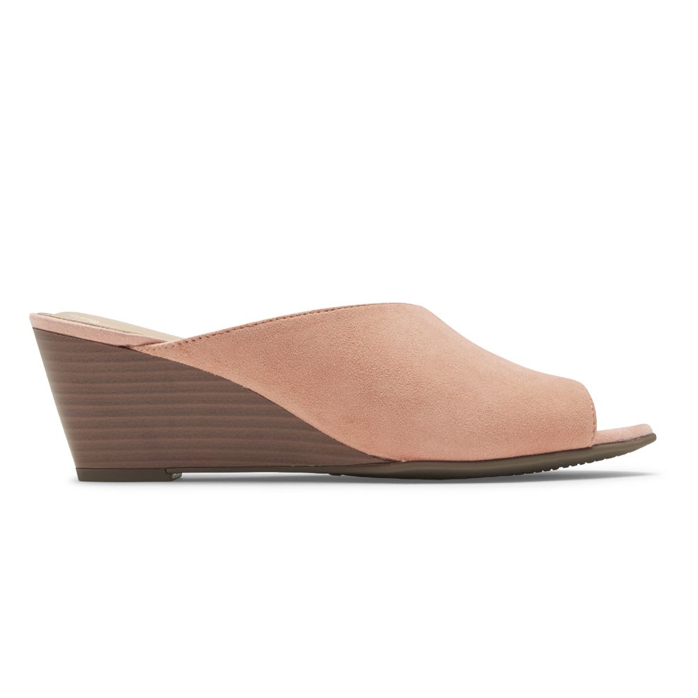 Rockport Total Motion Taylor Asymmetrical Wedges - Womens Slides - Pink - NZ (XWP-190348)